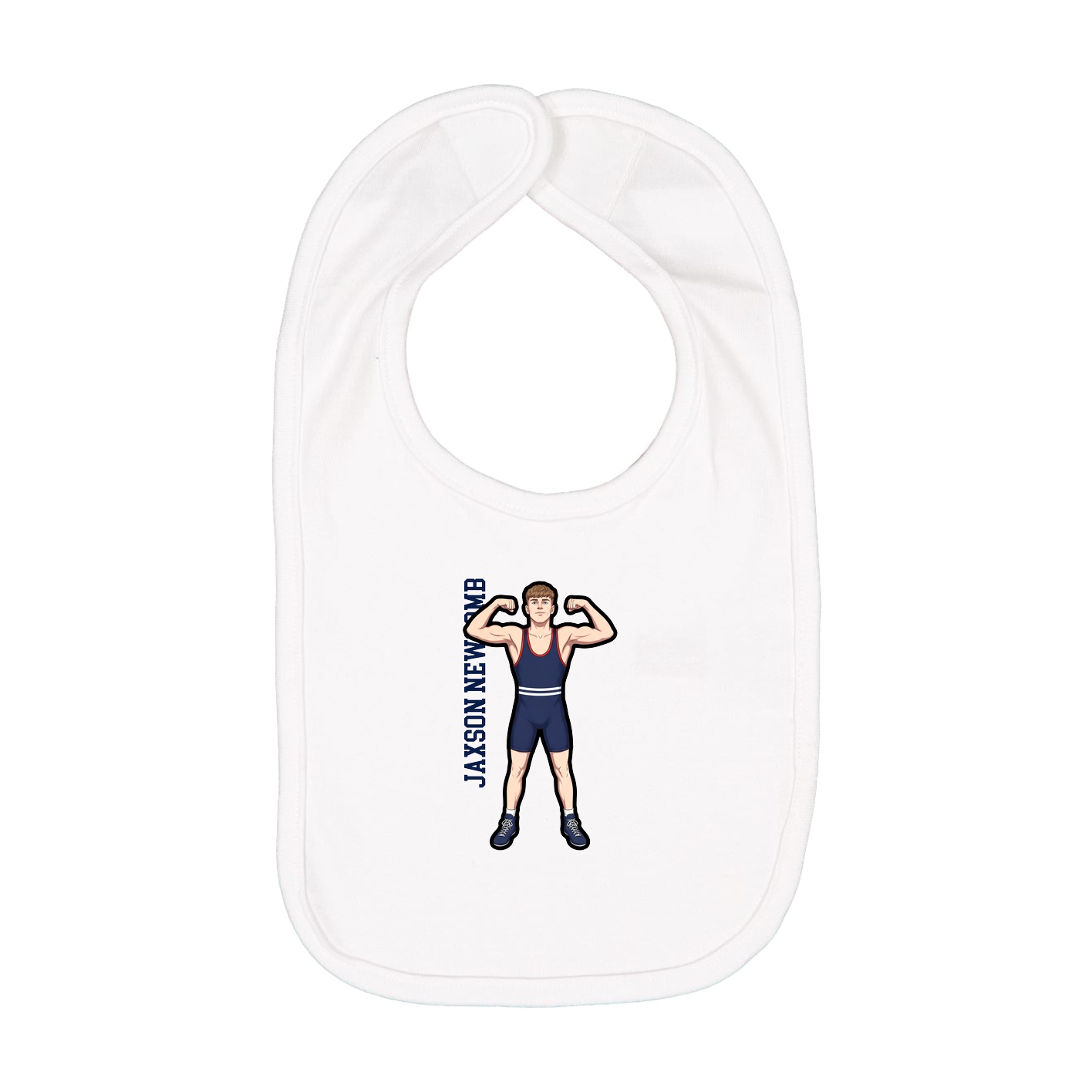 Infant Bib — Name Vertical in White