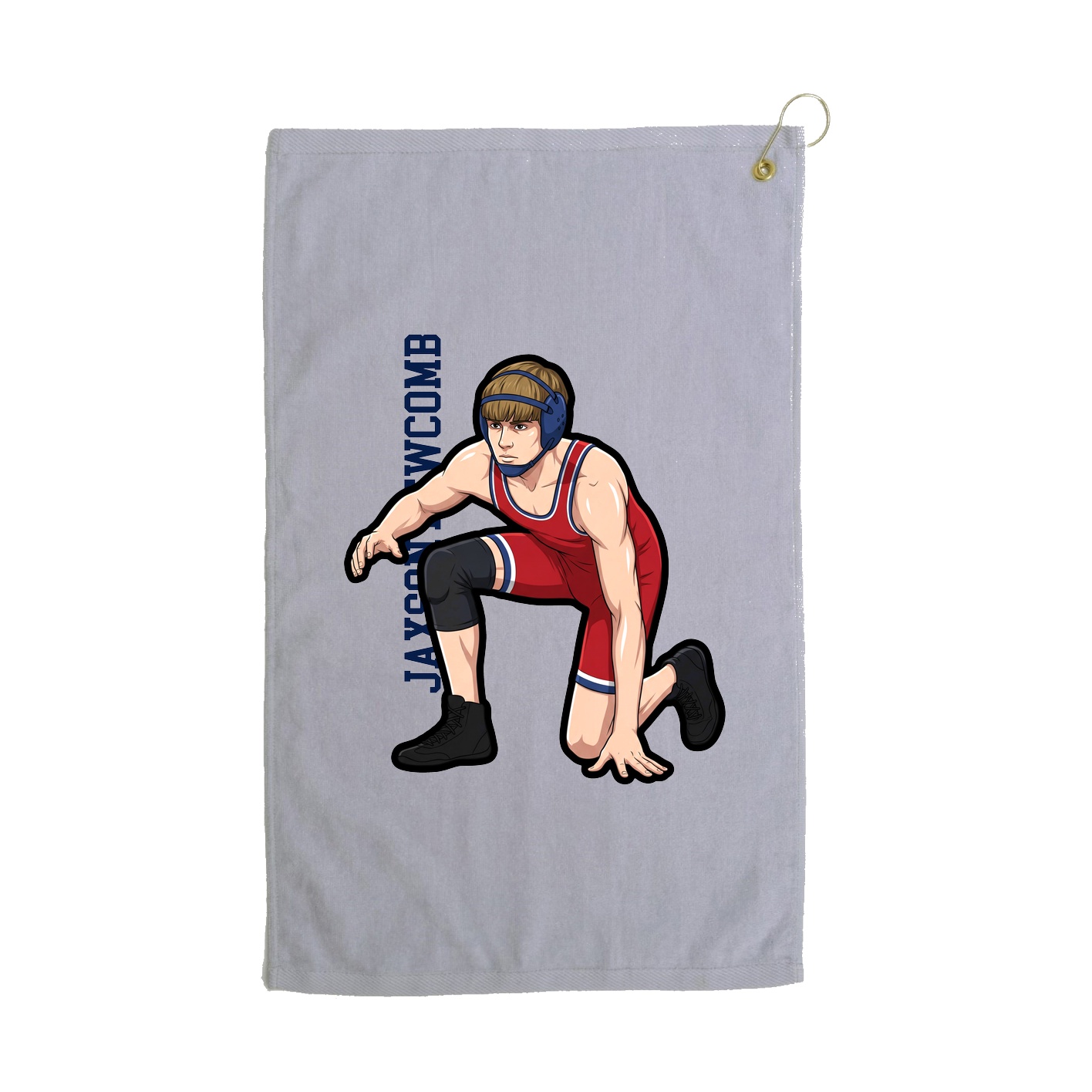 Golf Towel — Name Vertical in Grey