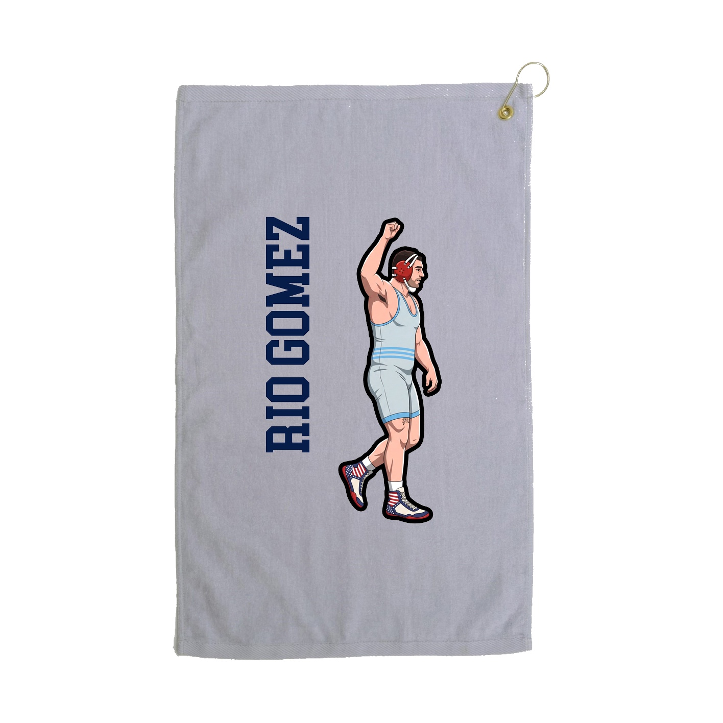 Golf Towel — Name Vertical in Grey