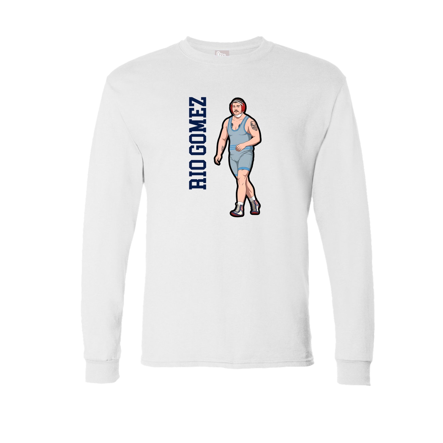Long Sleeve Tee — Name Vertical in White