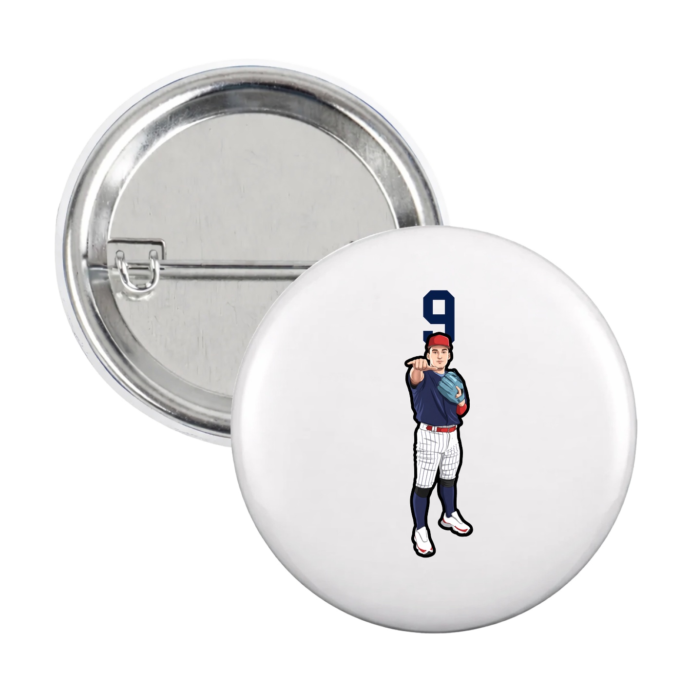 Game Day Button — Number Top in White