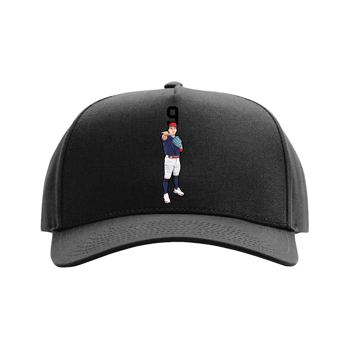 Full Fabric Five-Panel Champ Cap — Number Top in Black