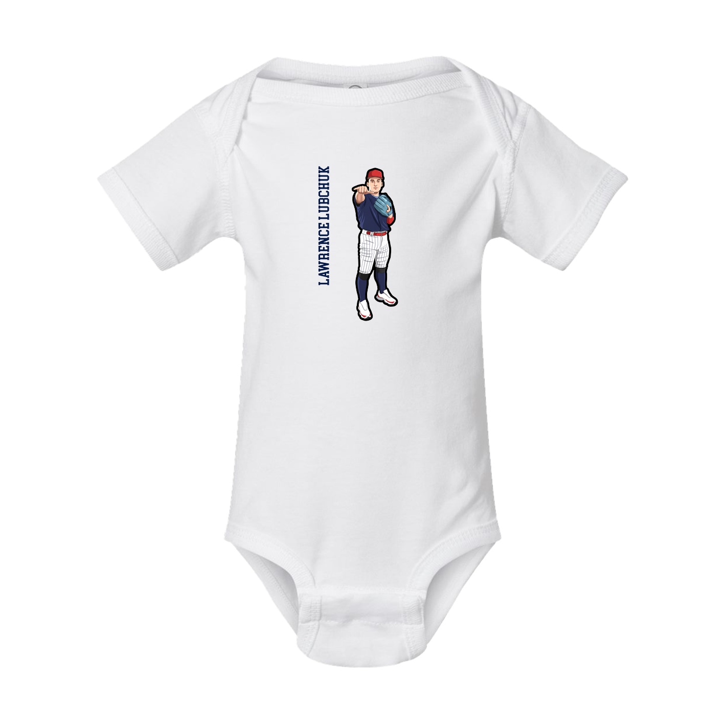 Baby Onesie — Name Vertical in White