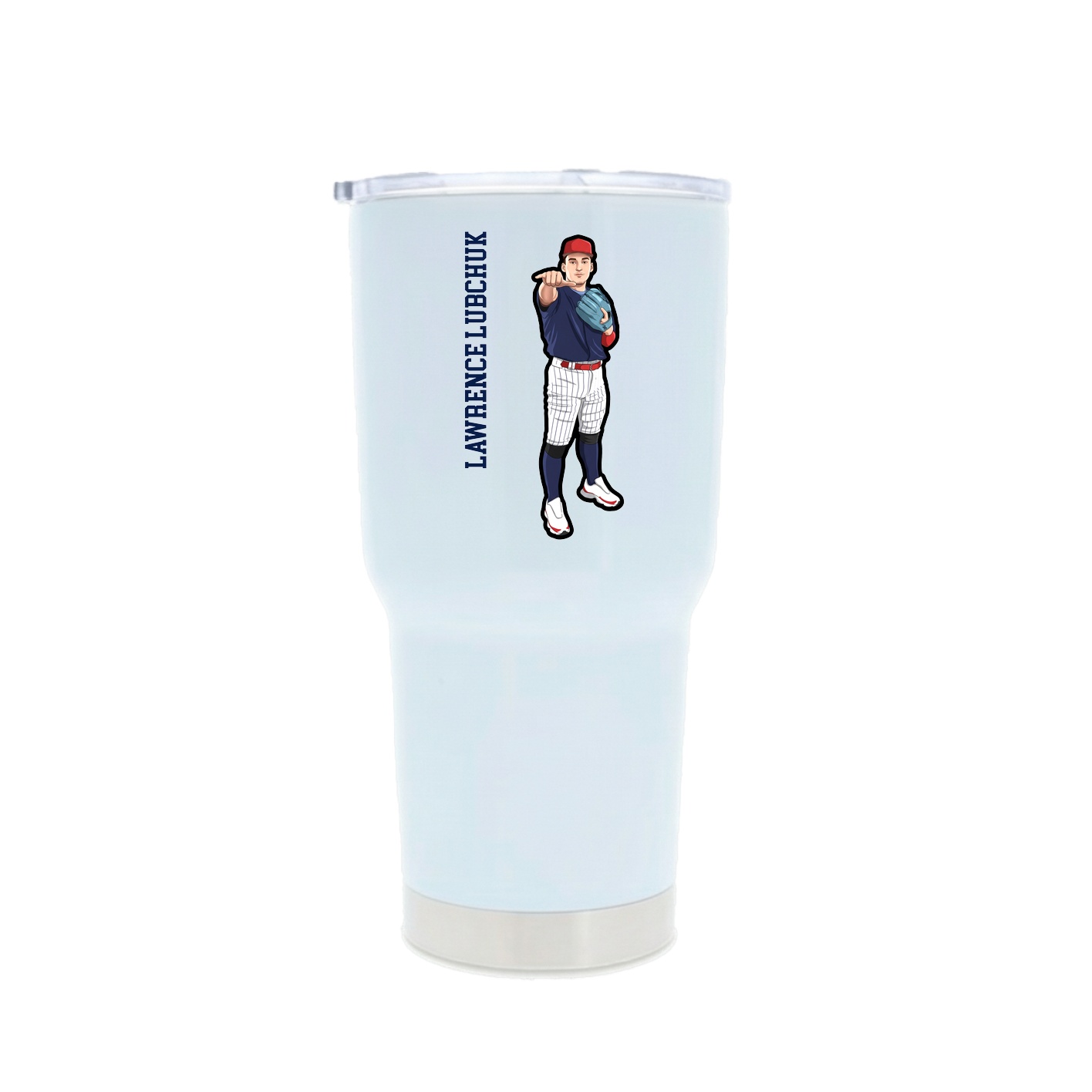 30oz Stainless Steel Tumbler — Name Vertical in White