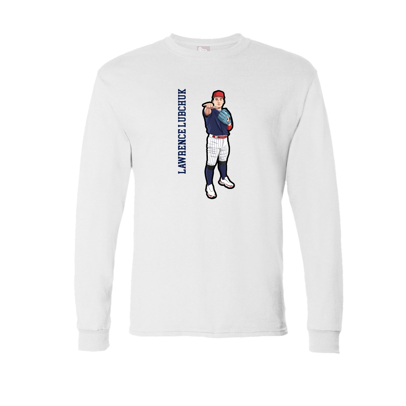 Long Sleeve Tee — Name Vertical in White