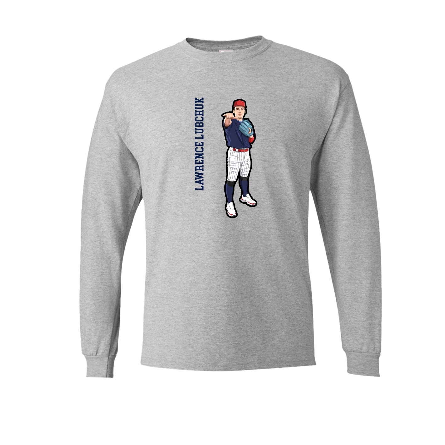 Long Sleeve Tee — Name Vertical in Grey