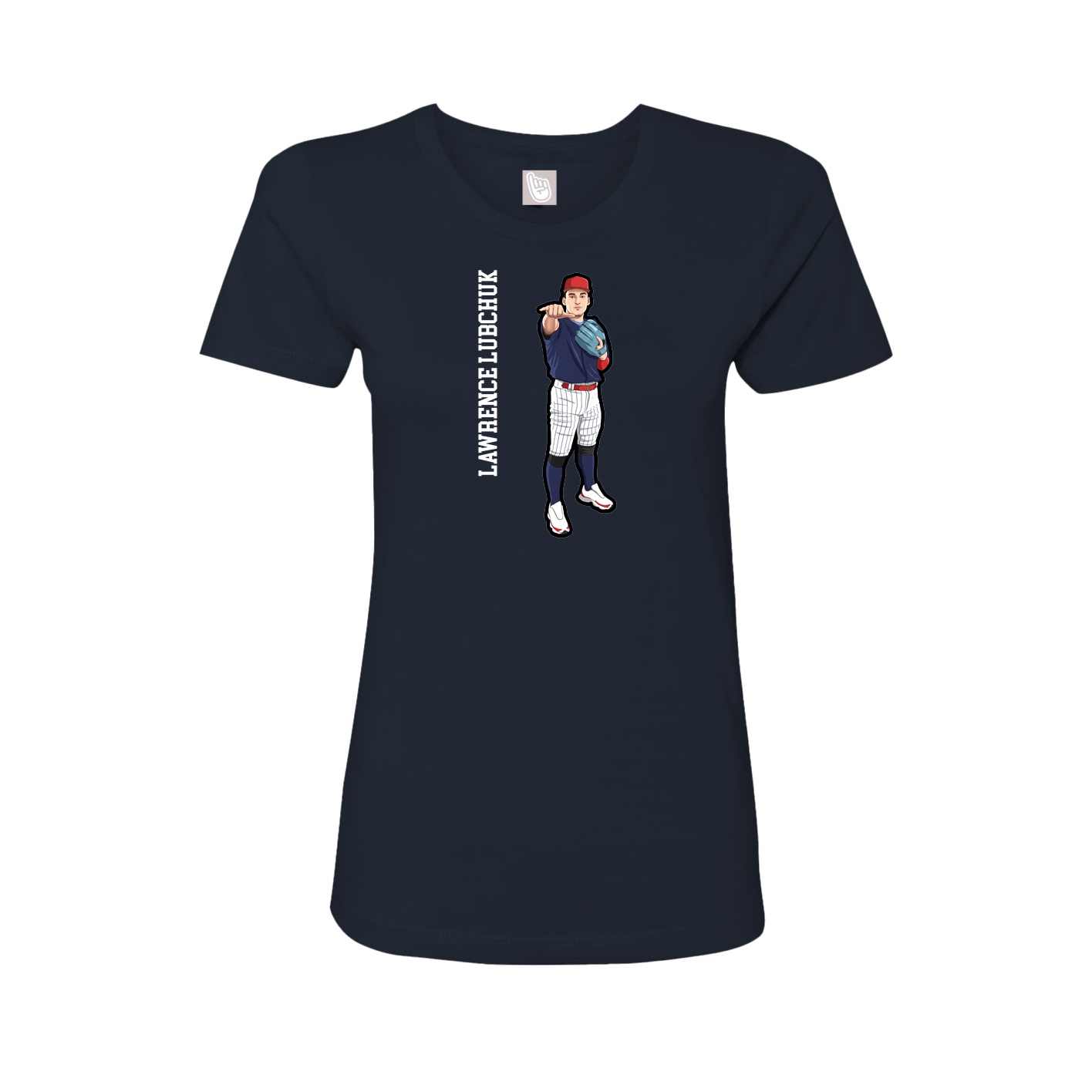 Womens Tee — Name Vertical in Navy