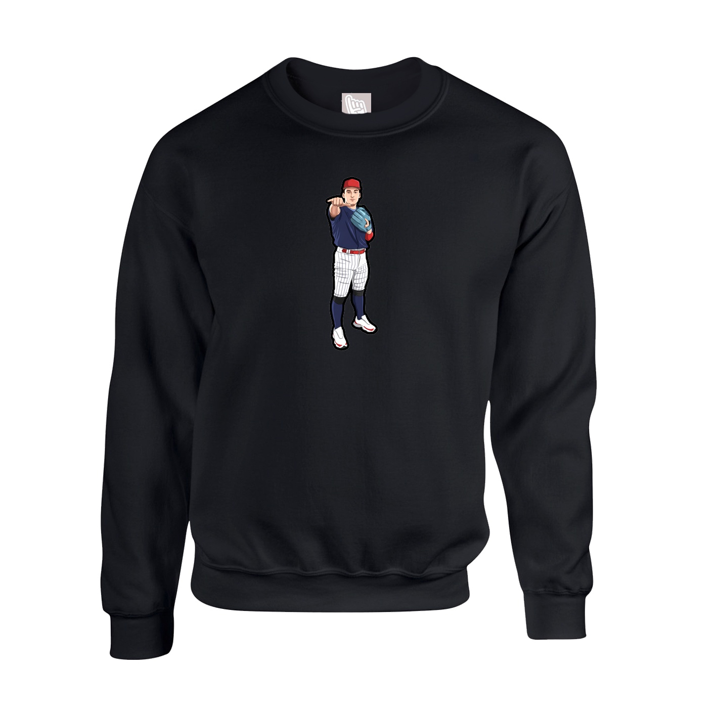 Fleece Crew — Name Vertical in Black