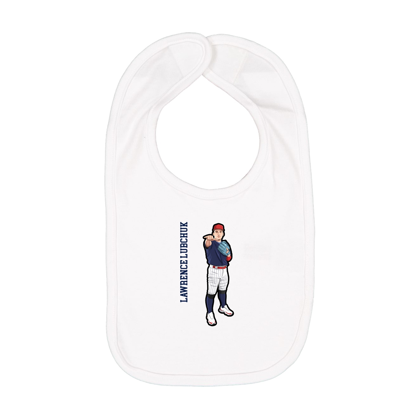 Infant Bib — Name Vertical in White