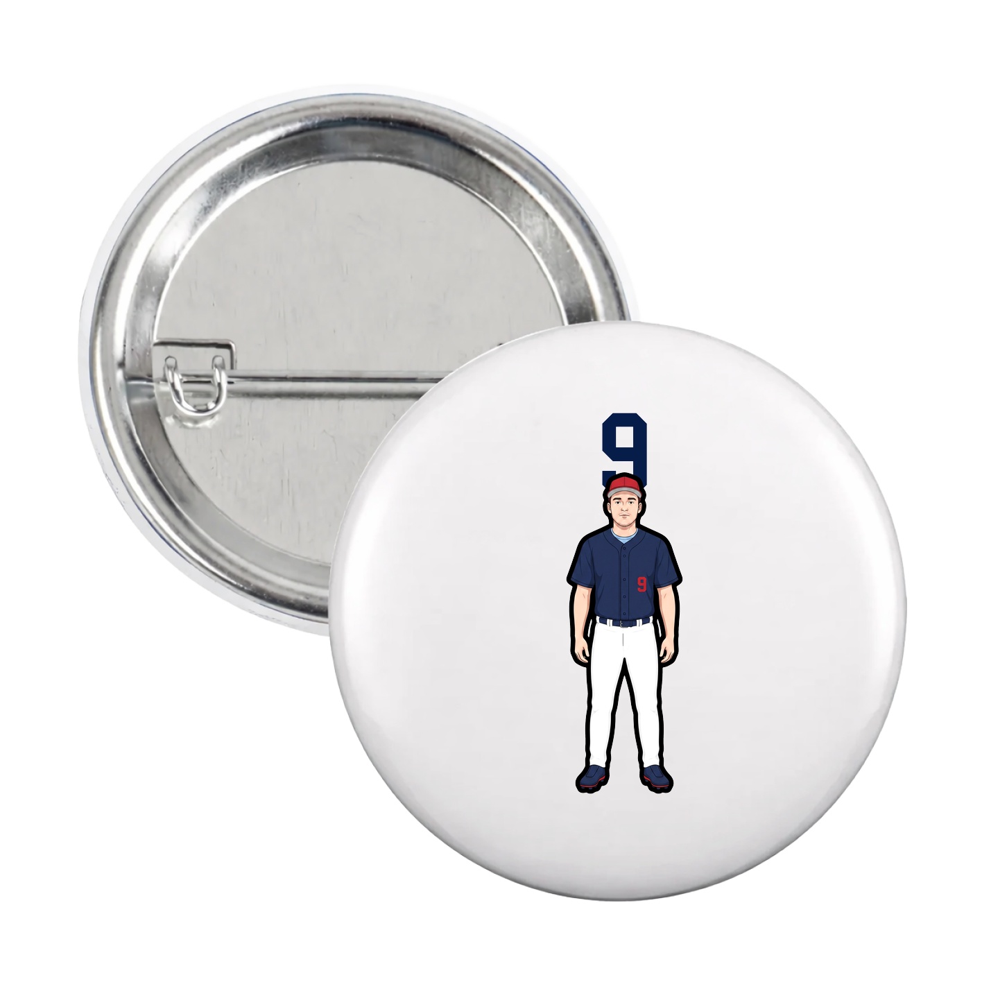 Game Day Button — Number Top in White