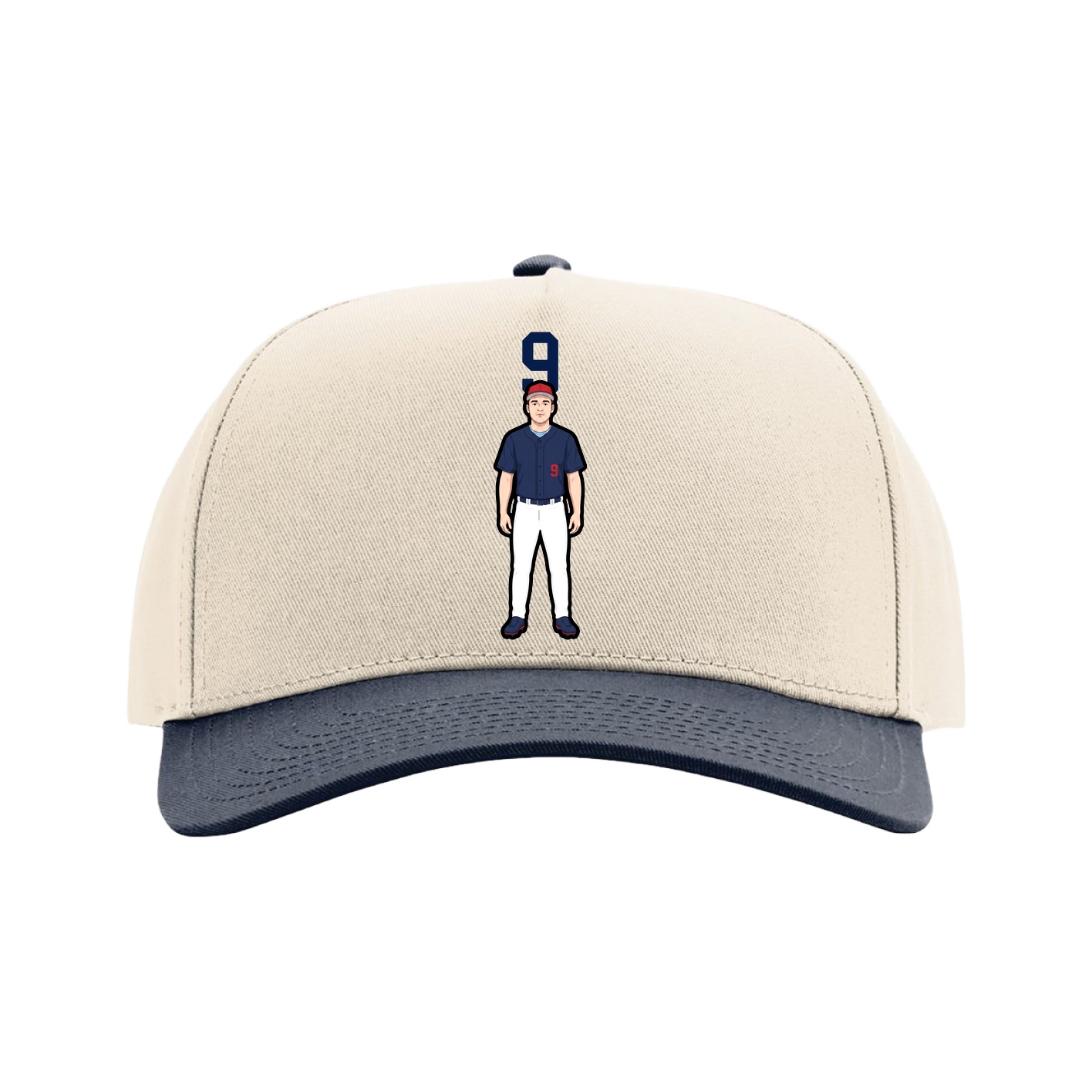 Full Fabric Five-Panel Champ Cap — Number Top in Cream/Navy
