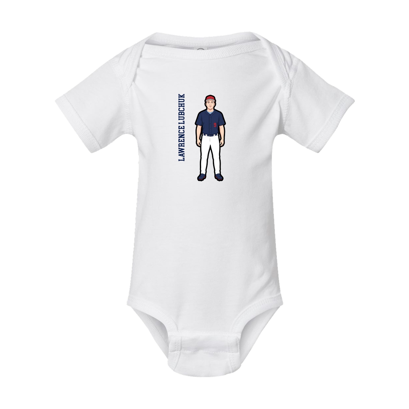 Baby Onesie — Name Vertical in White