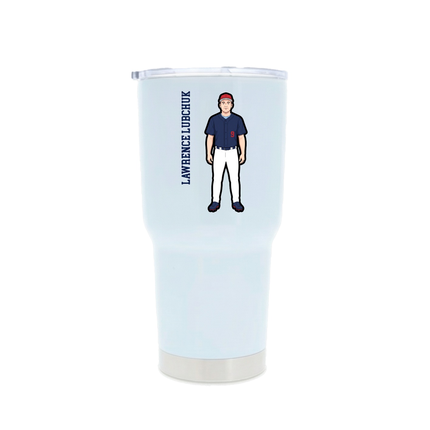 30oz Stainless Steel Tumbler — Name Vertical in White