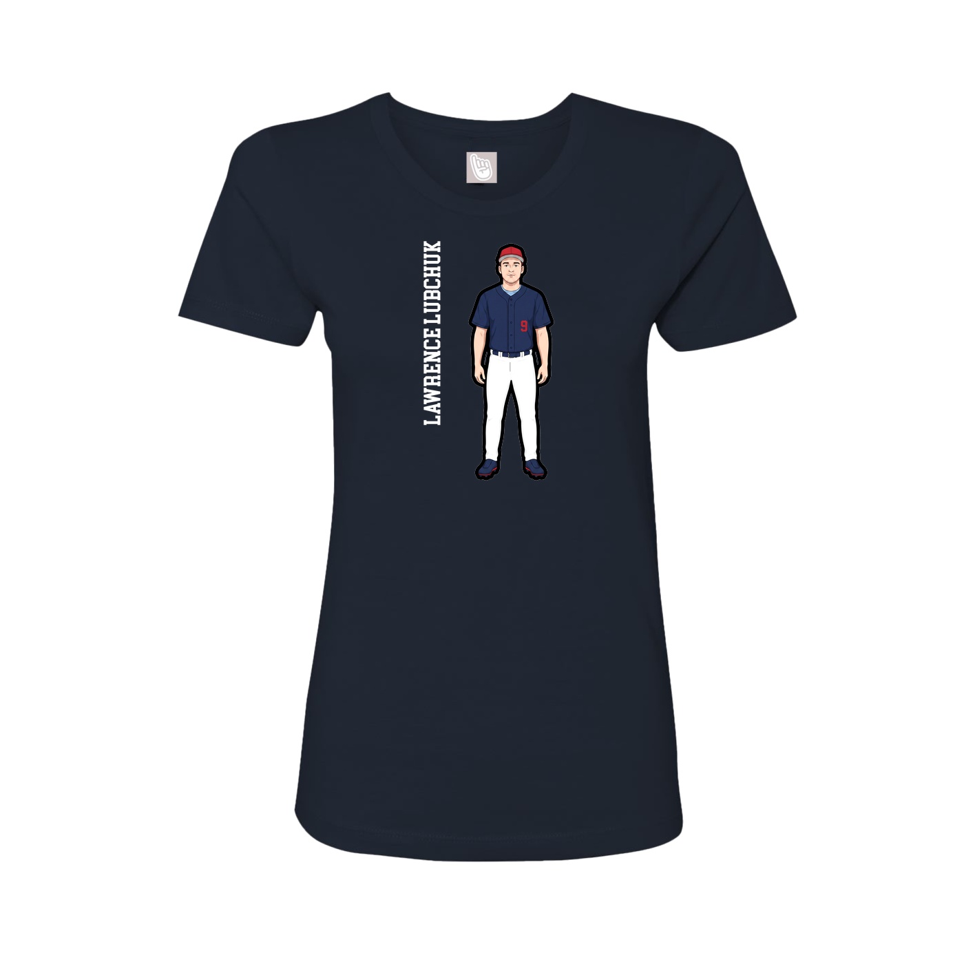 Womens Tee — Name Vertical in Navy