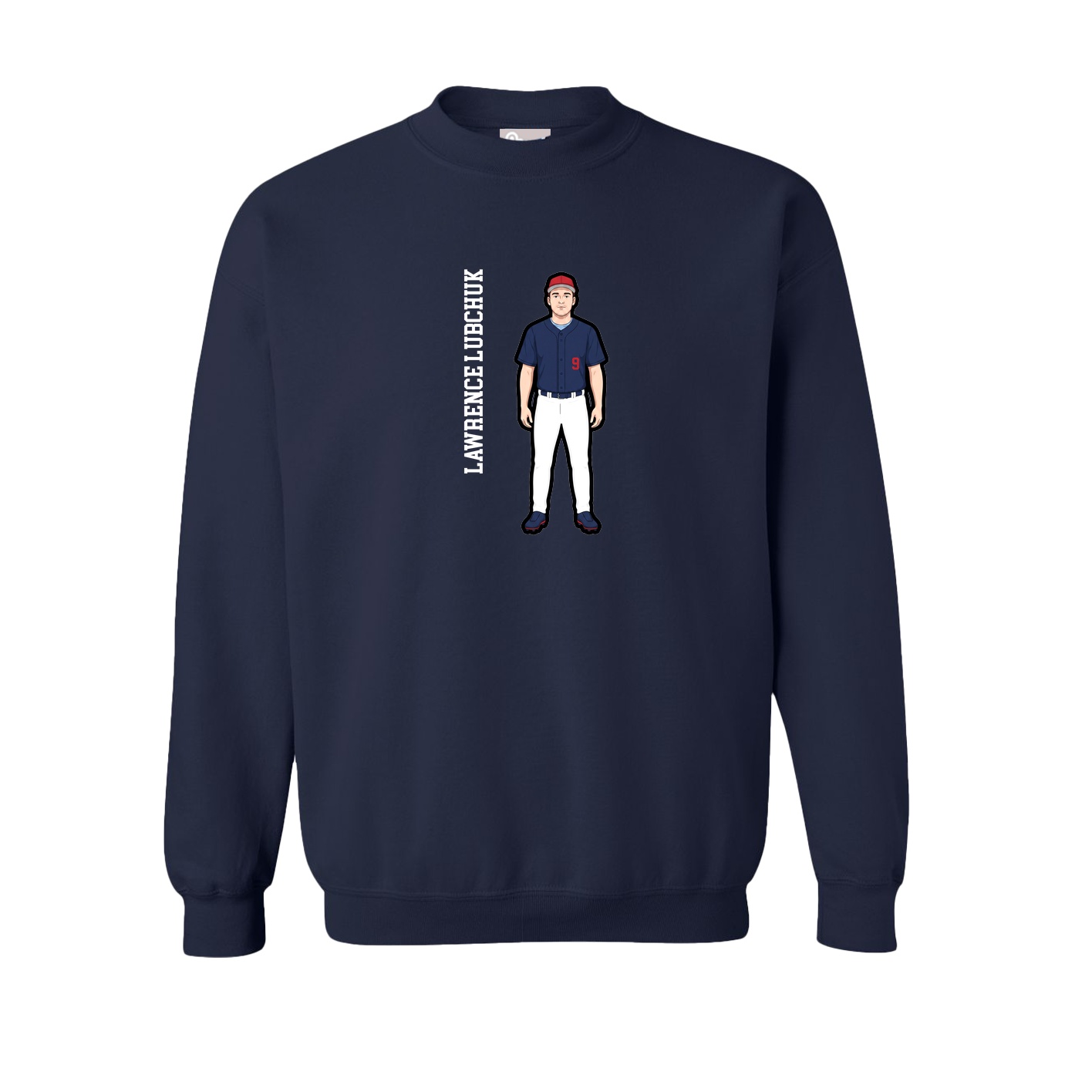 Fleece Crew — Name Vertical in Navy
