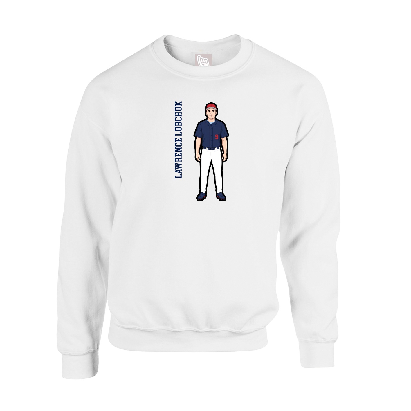 Fleece Crew — Name Vertical in White