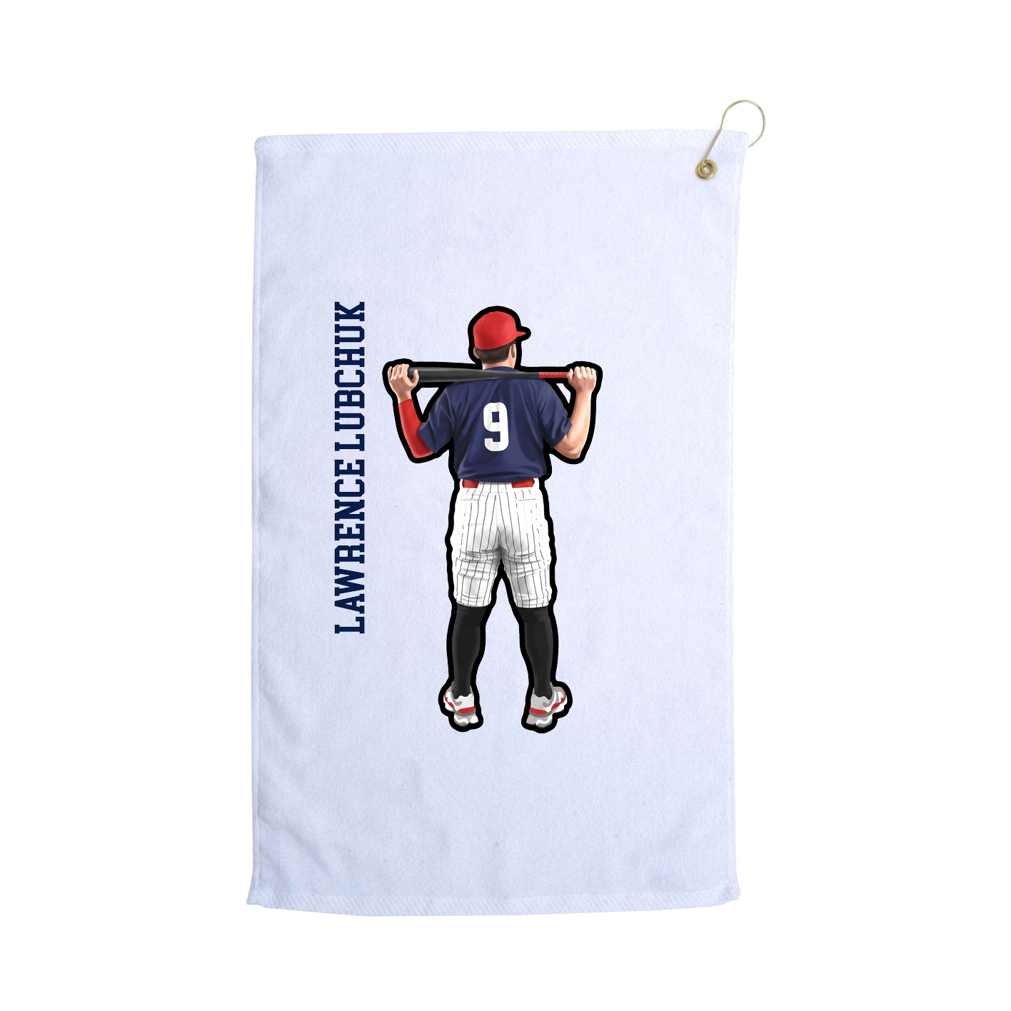 Golf Towel — Name Vertical in White