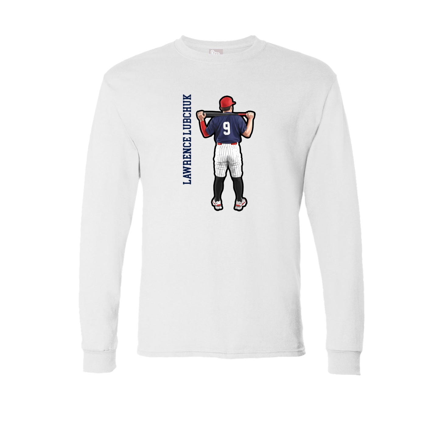 Long Sleeve Tee — Name Vertical in White