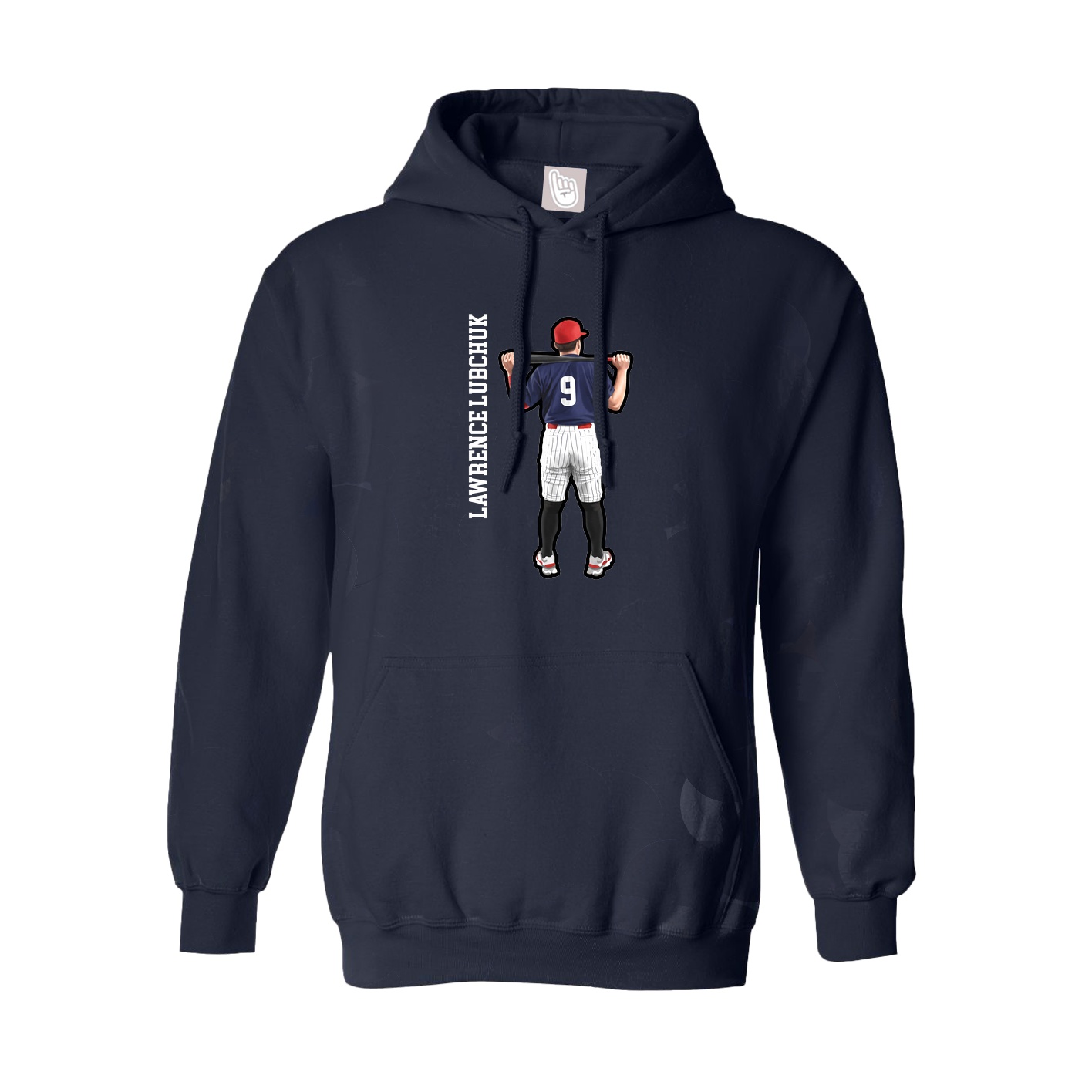 Hoodie — Name Vertical in Navy