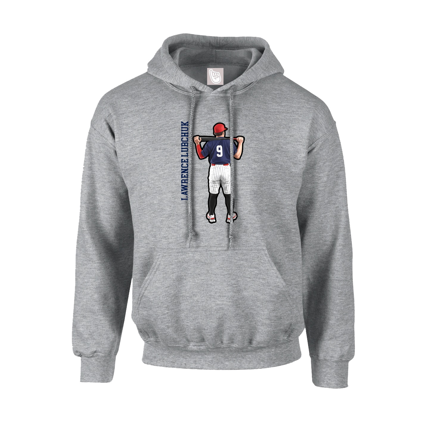 Hoodie — Name Vertical in Grey