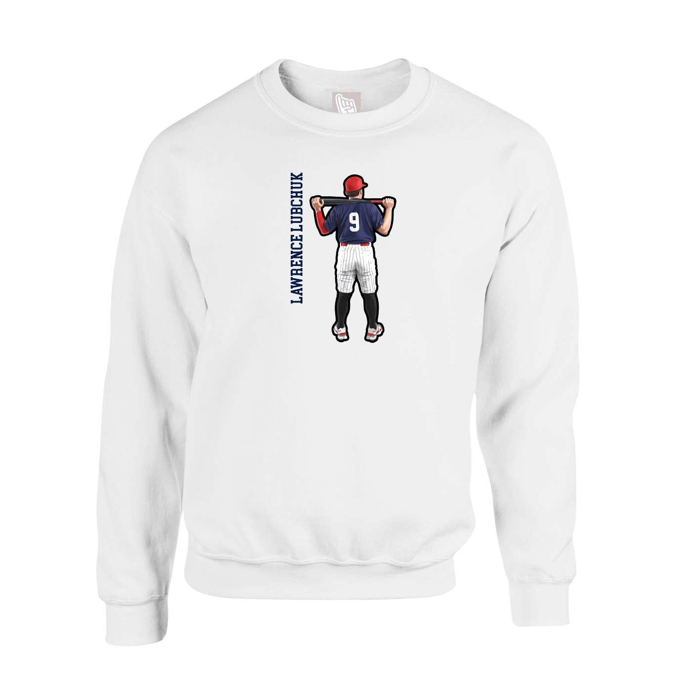 Fleece Crew — Name Vertical in White