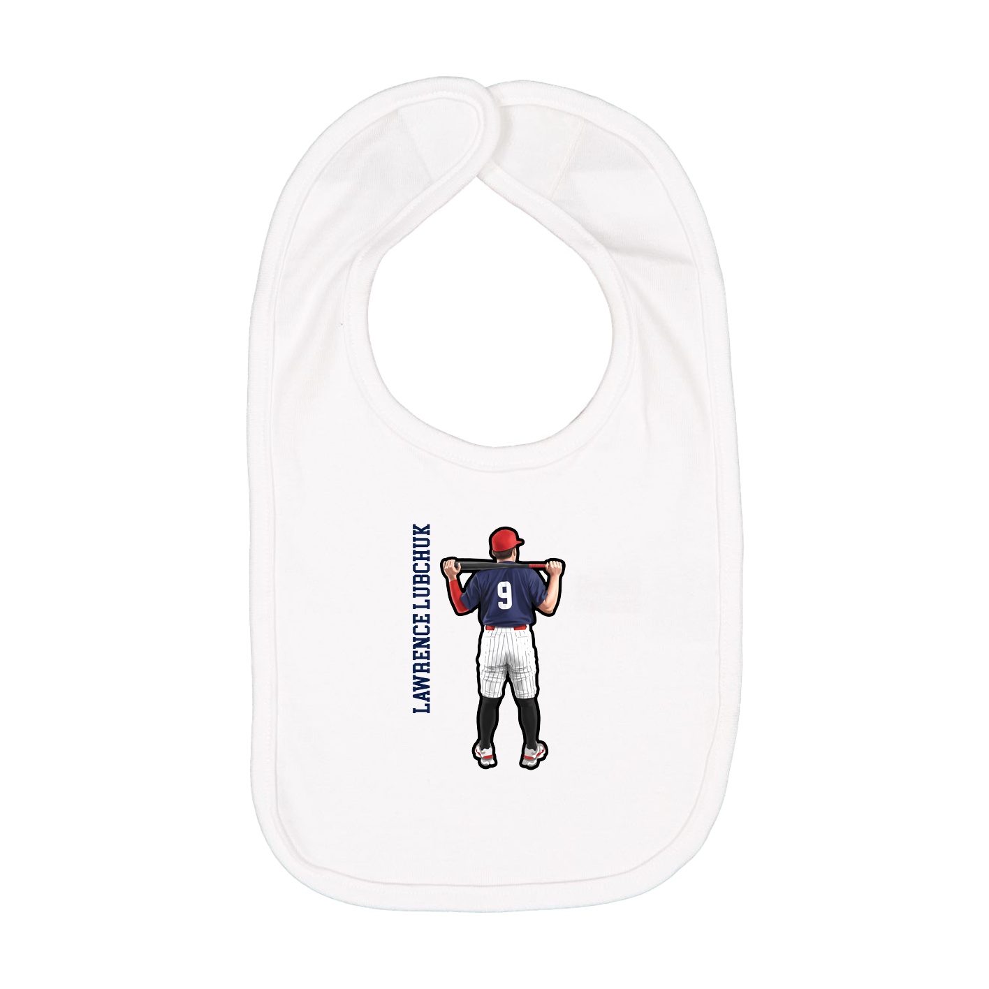 Infant Bib — Name Vertical in White