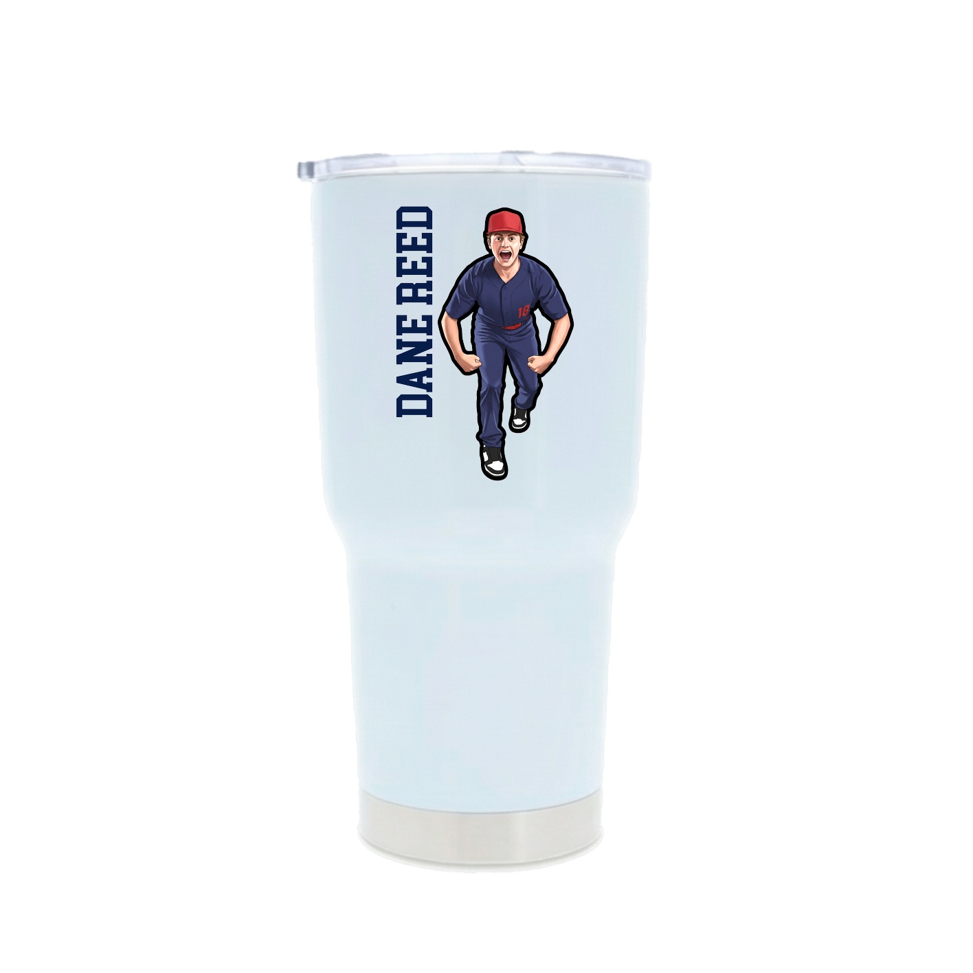 30oz Stainless Steel Tumbler — Name Vertical in White