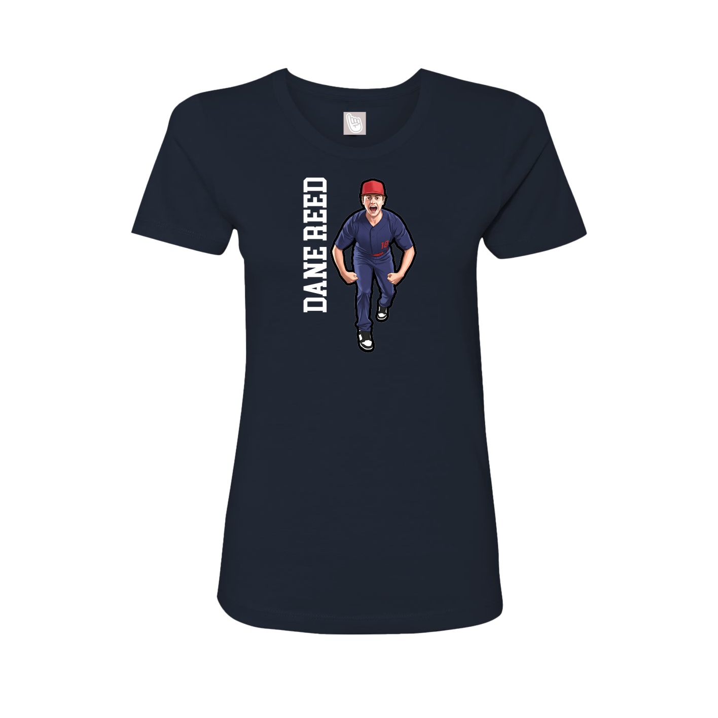 Fitted Women's Tee — Name Vertical in Navy