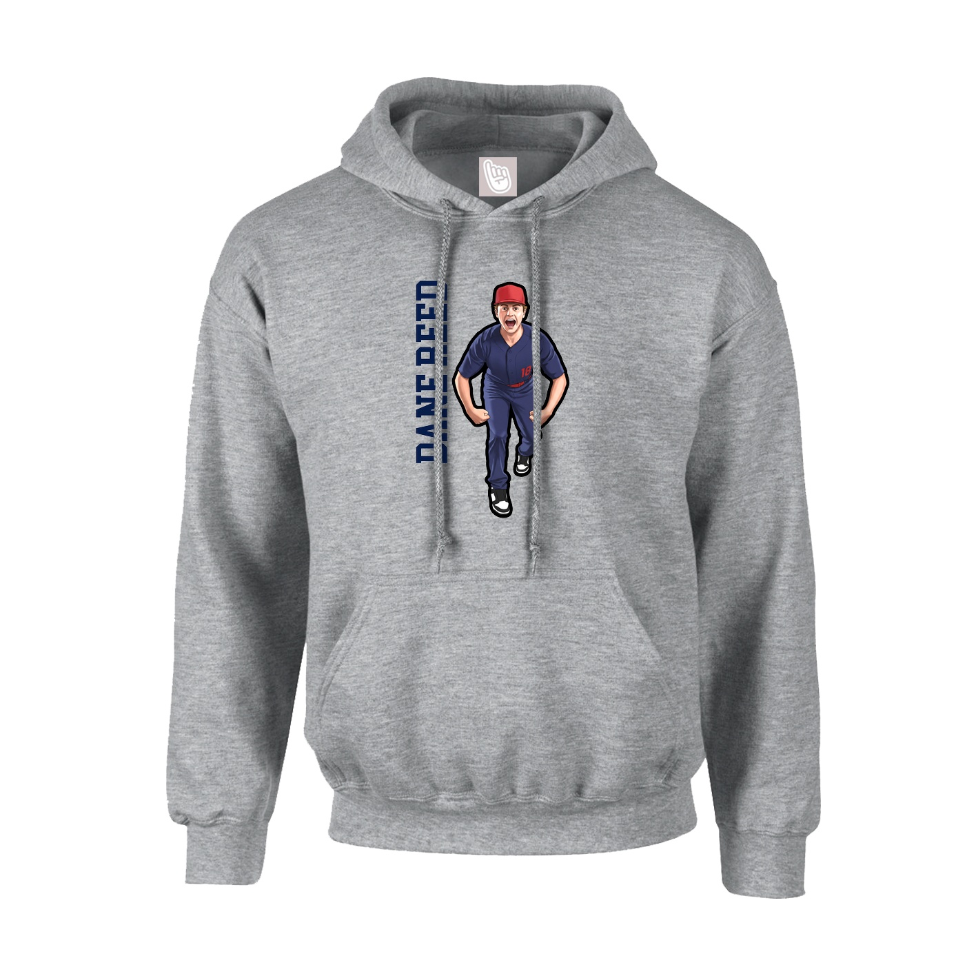 Youth Hoodie — Name Vertical in Grey