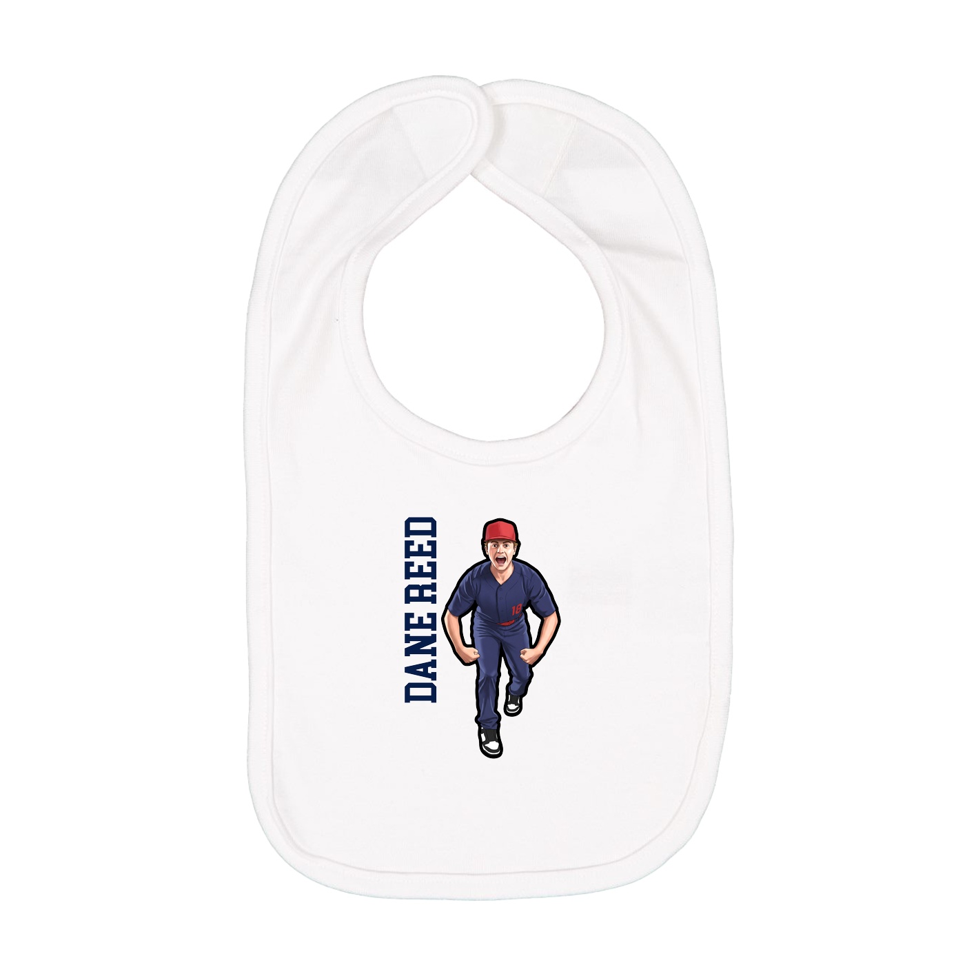Infant Bib — Name Vertical in White