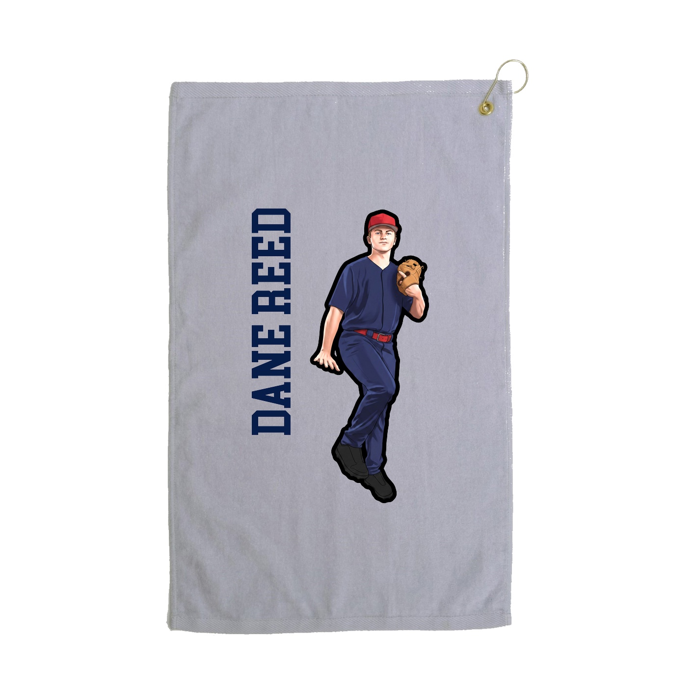 Golf Towel — Name Vertical in Grey
