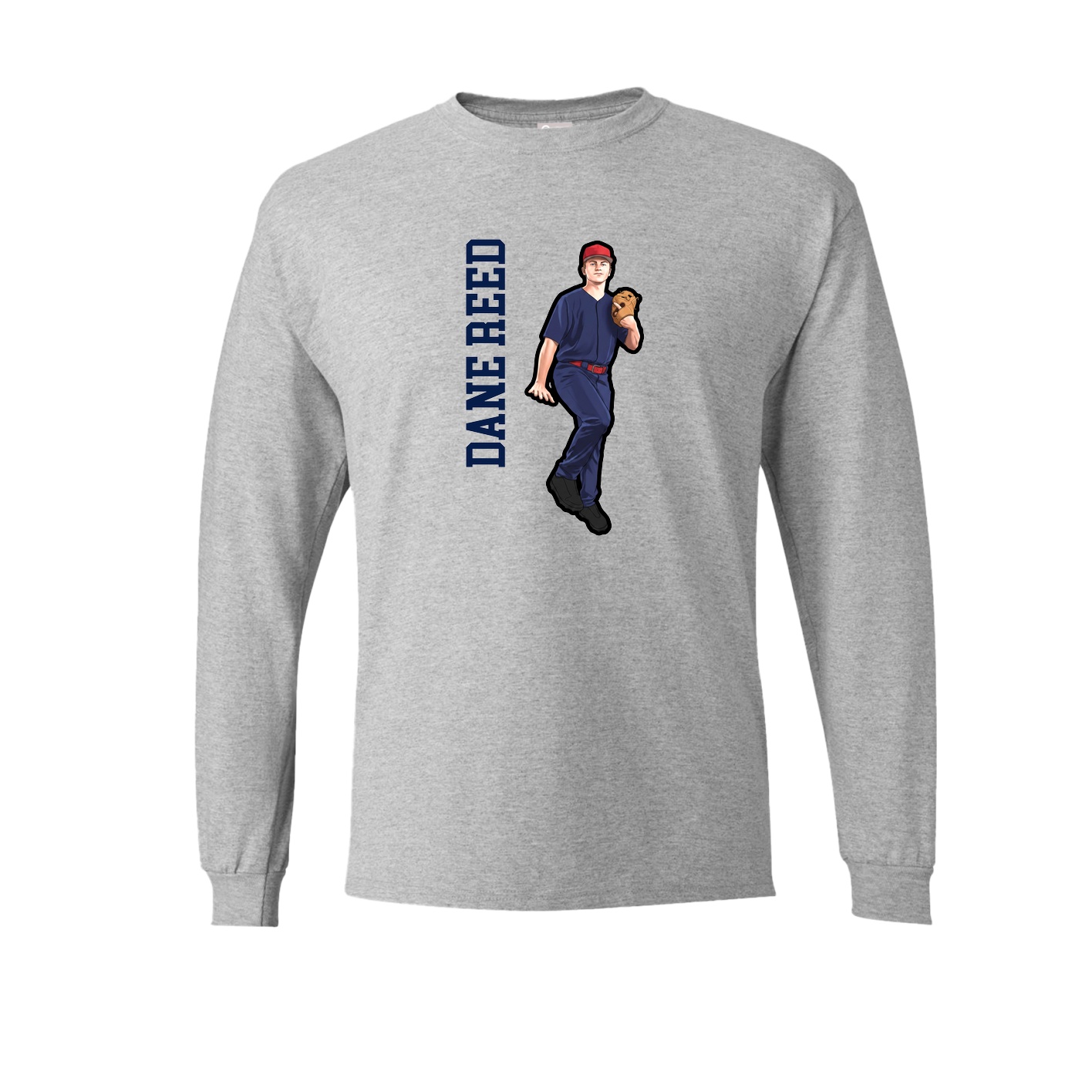 Long Sleeve Tee — Name Vertical in Grey