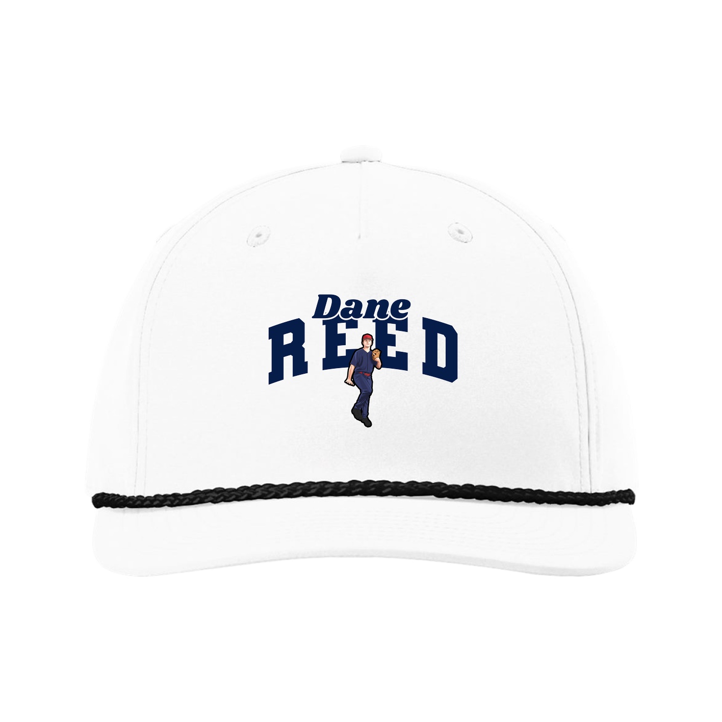 Five-Panel Classic Rope Cap — Signature Arch in White