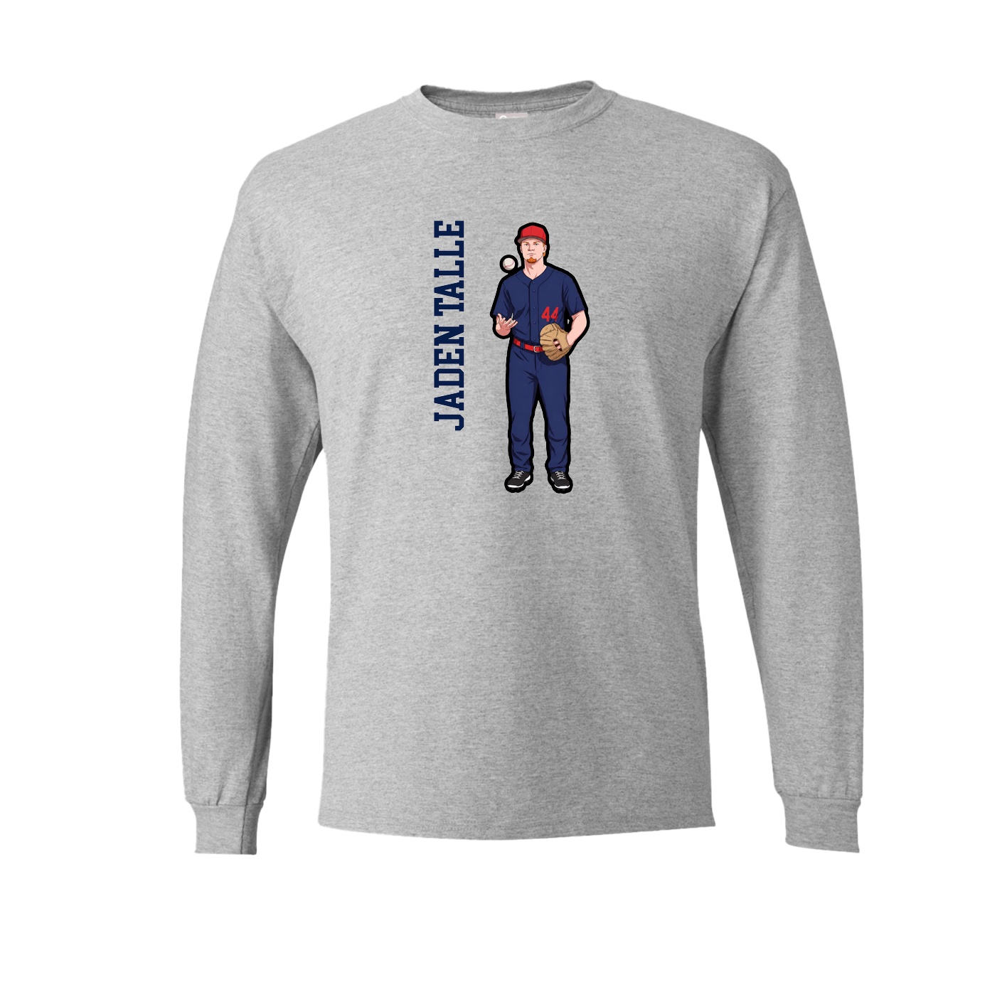 Long Sleeve Tee — Name Vertical in Grey