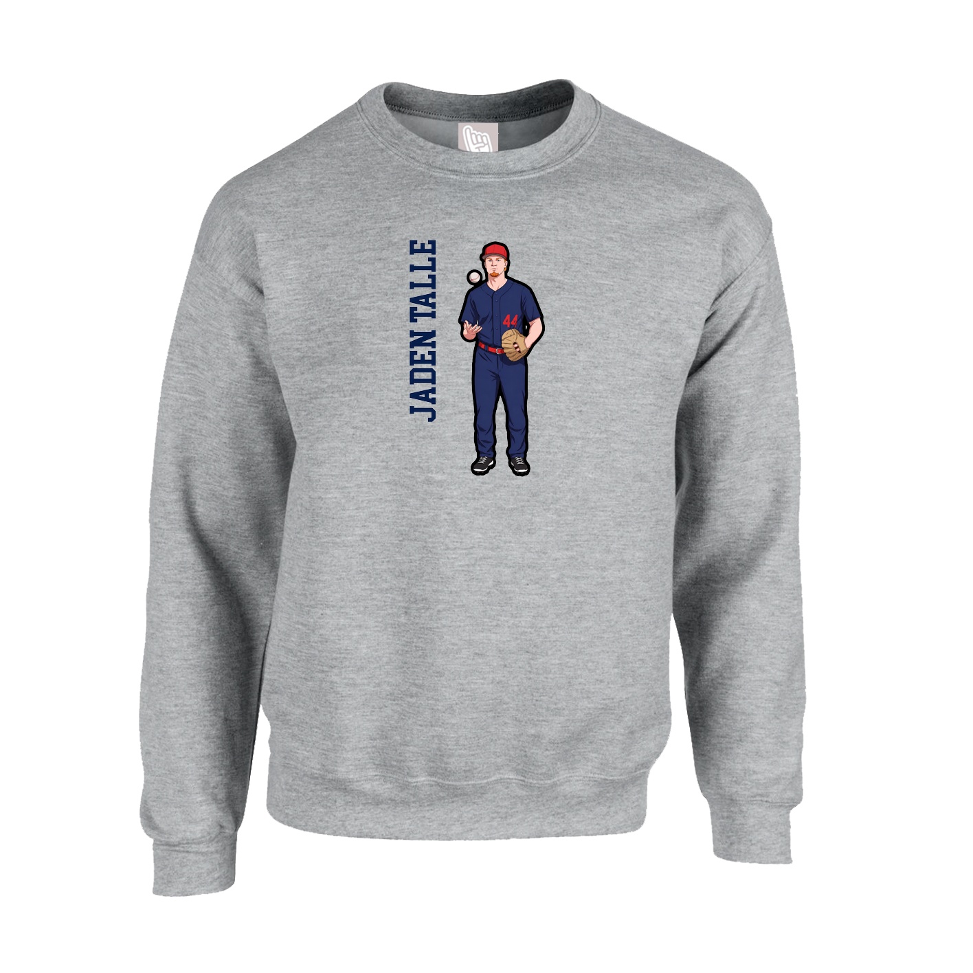 Fleece Crew — Name Vertical in Grey