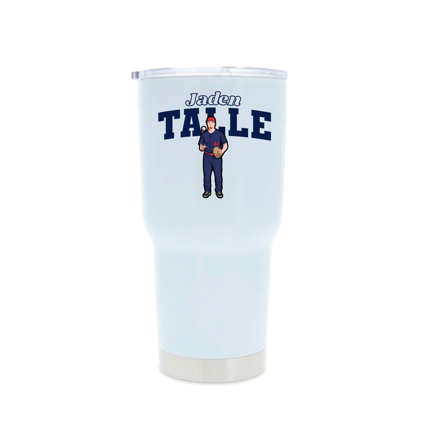 30oz Stainless Steel Tumbler — Name Arch in White