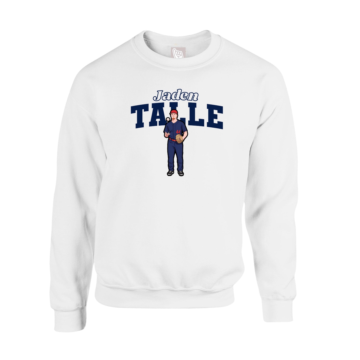 Fleece Crew — Name Arch in White