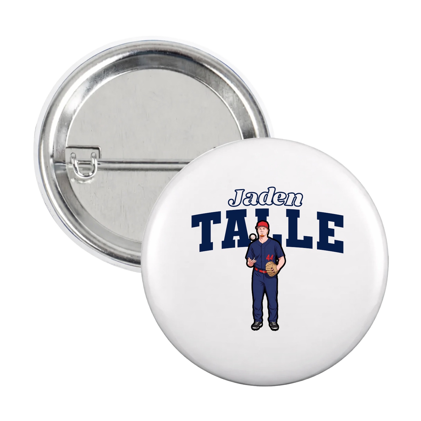Game Day Button — Name Arch in White