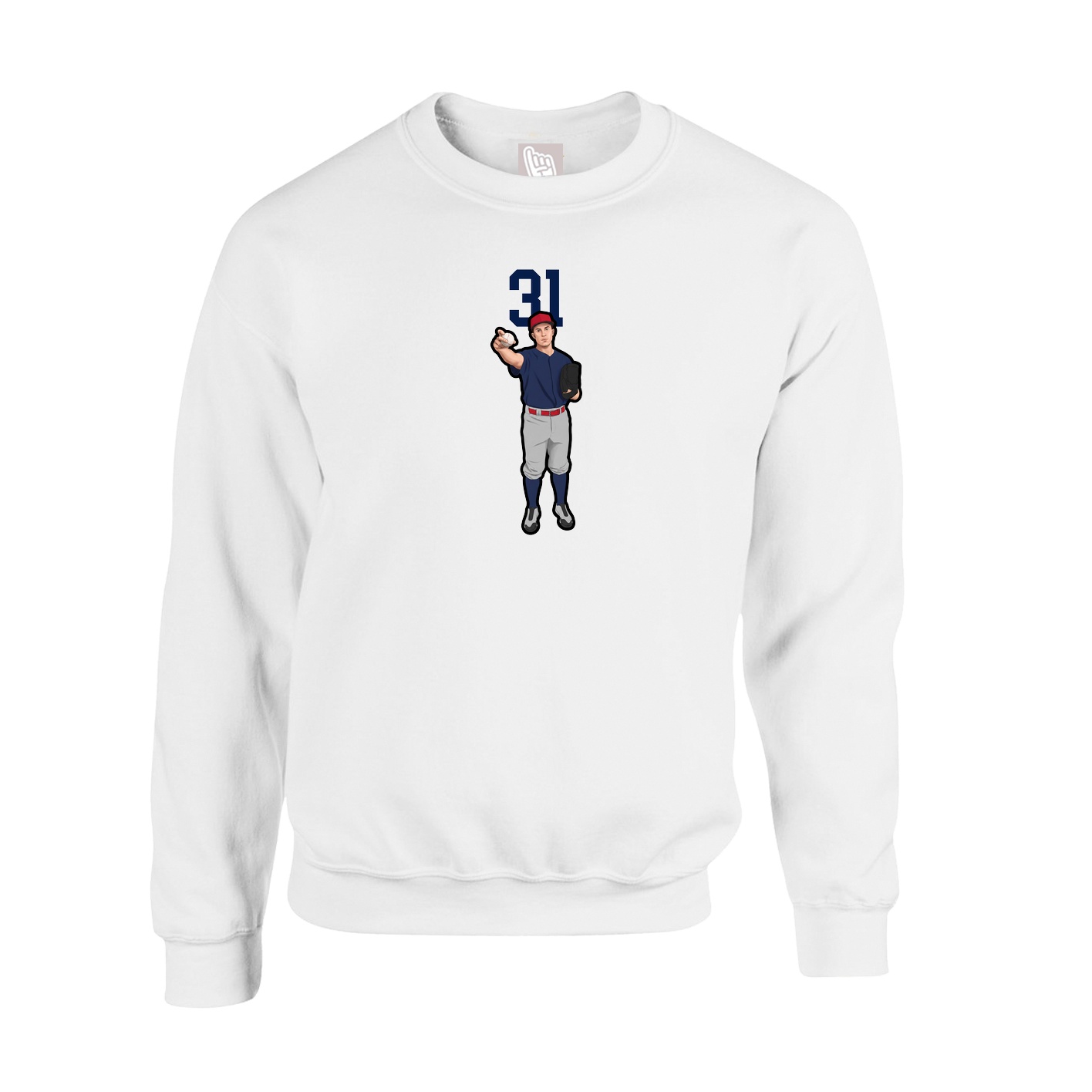 Fleece Crew — Number Top in White