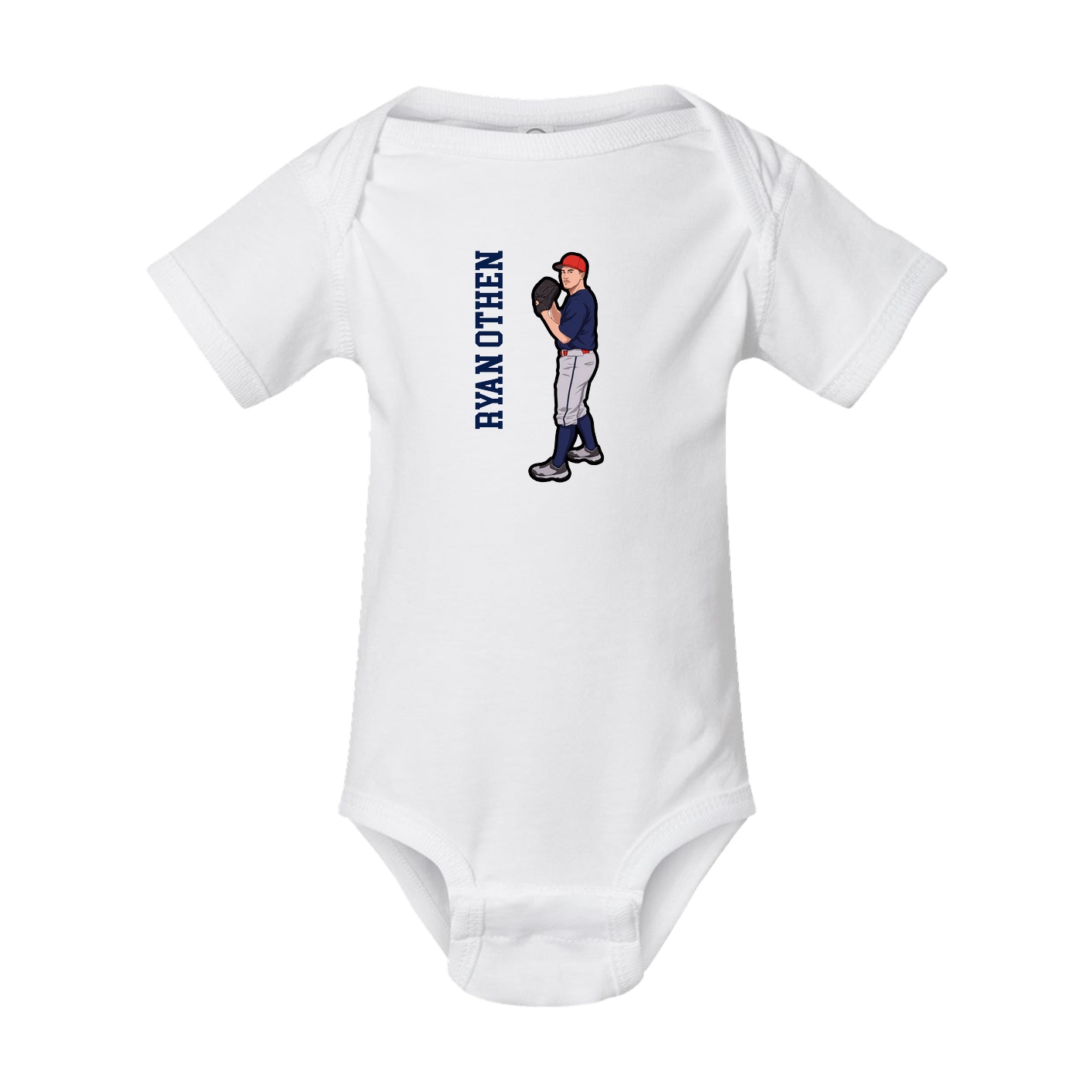 Baby Onesie — Name Vertical in White