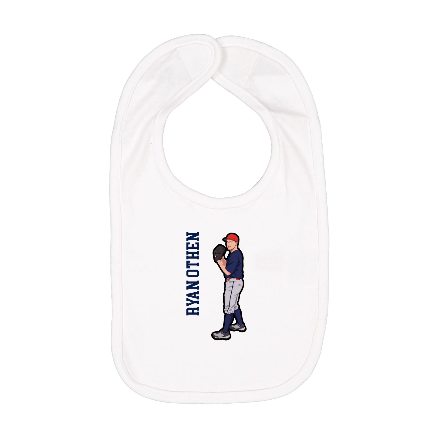 Infant Bib — Name Vertical in White