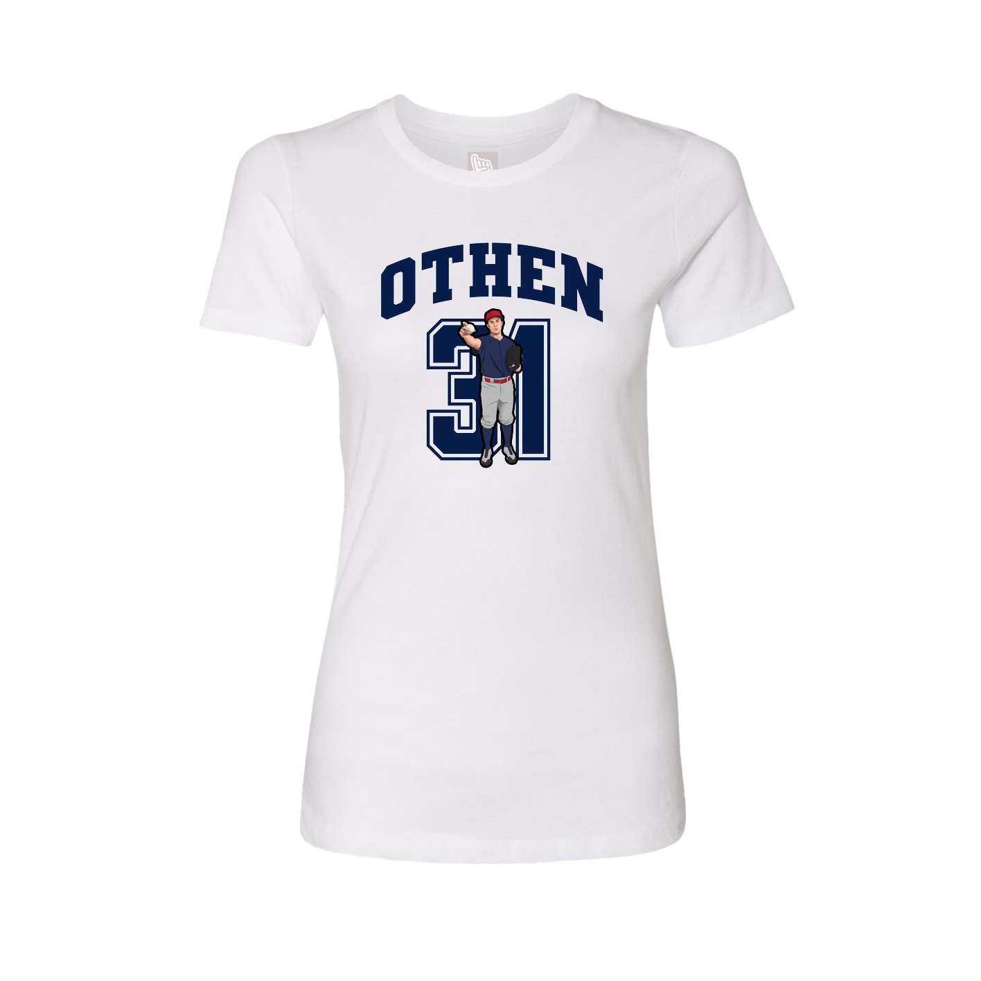 Fitted Women's Tee — Number in White