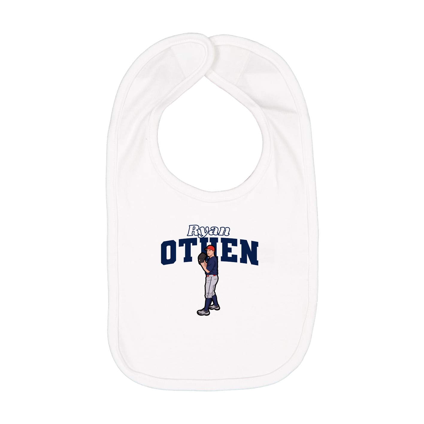 Infant Bib — Name Arch in White