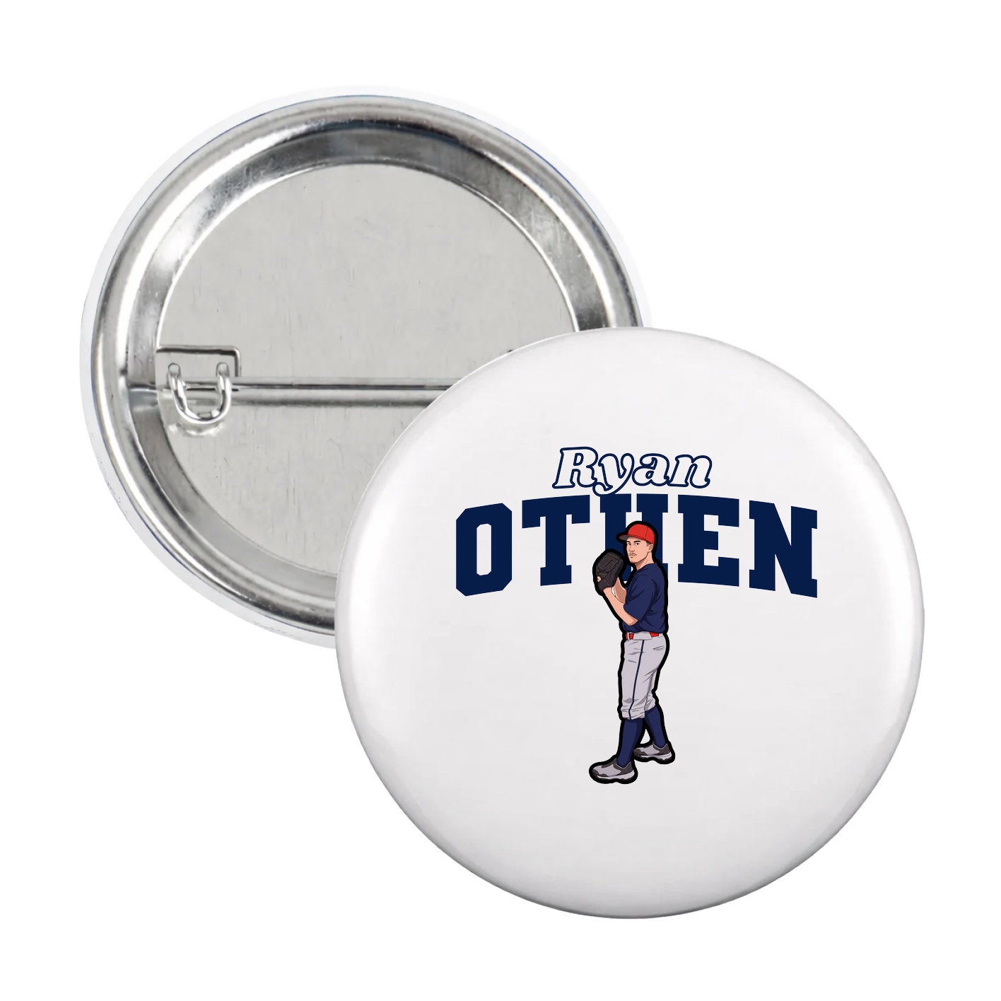 Game Day Button — Name Arch in White