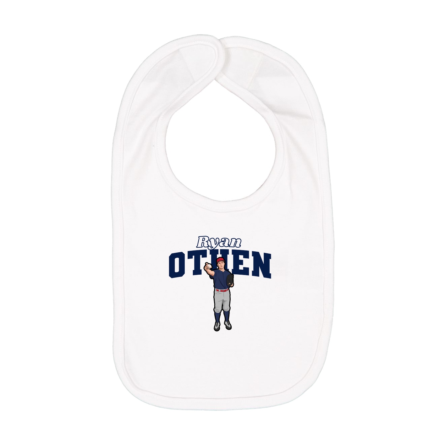 Infant Bib — Name Arch in White