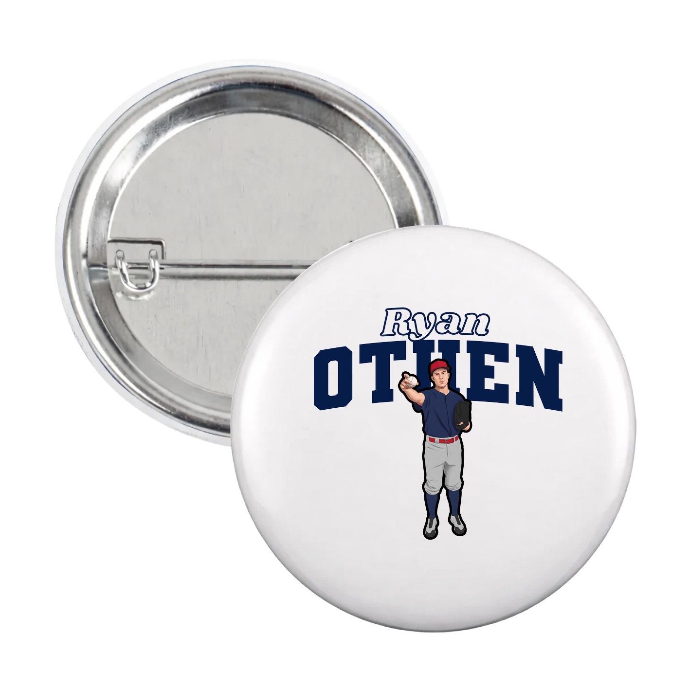 Game Day Button — Name Arch in White