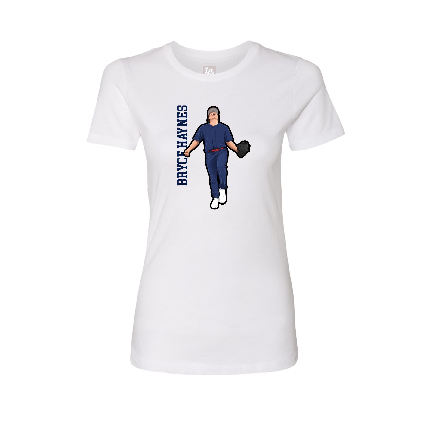 Fitted Women's Tee — Name Vertical in White