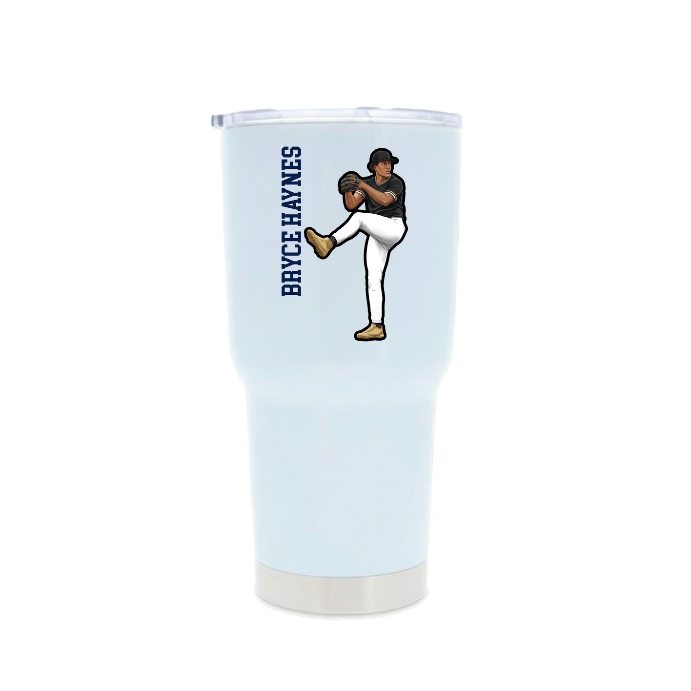 30oz Stainless Steel Tumbler — Name Vertical in White