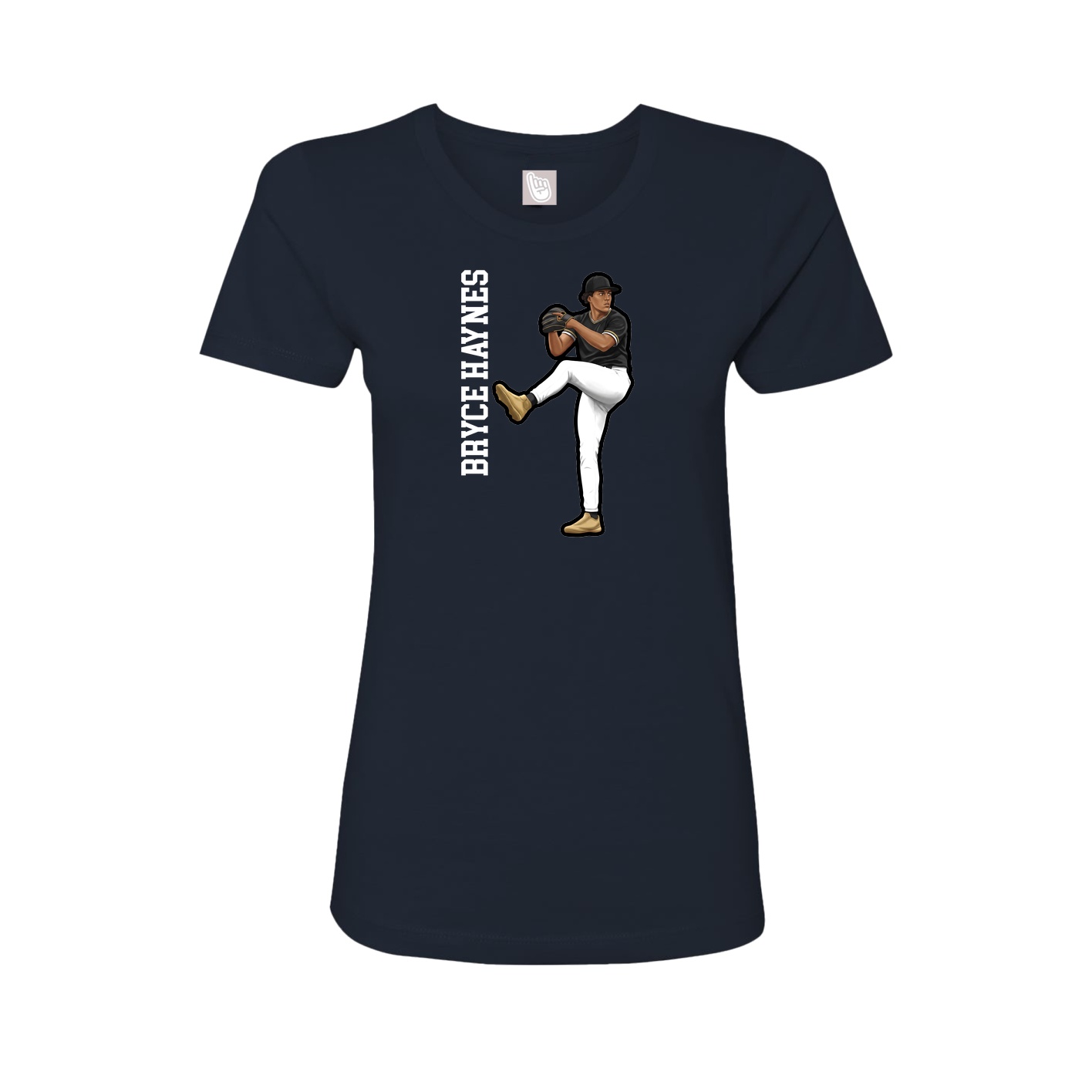 Fitted Women's Tee — Name Vertical in Navy