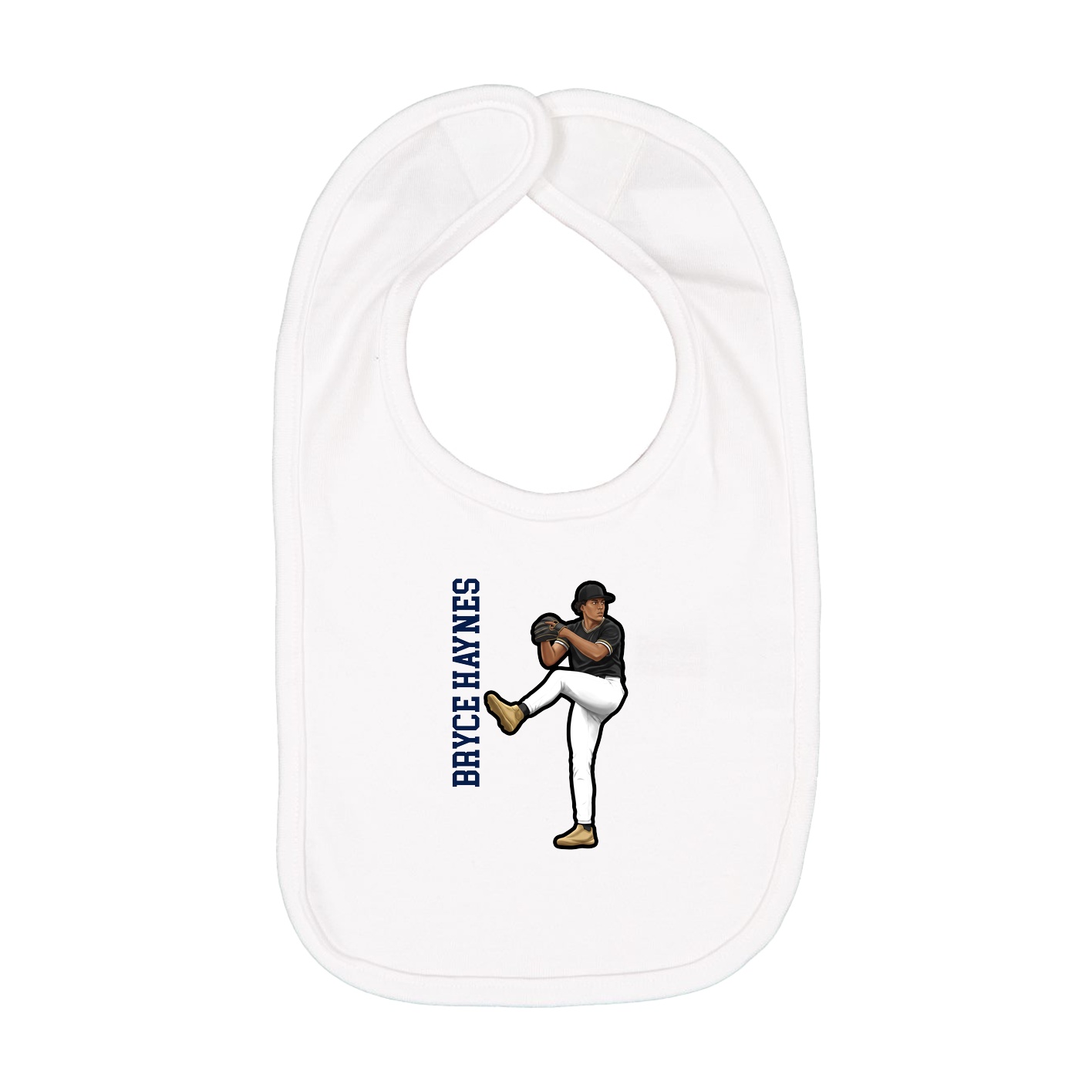 Infant Bib — Name Vertical in White